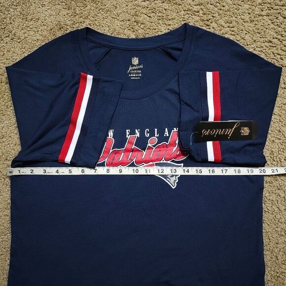 NFL Juniors New England Patriots Burnout Raglan Half Sleeve T-Shirt #2 - Picture 3 of 6